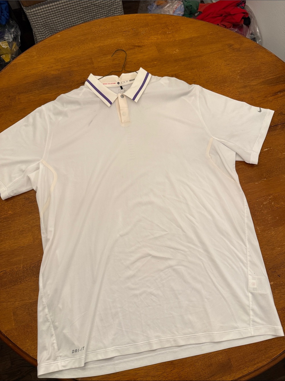 Nike White Polo with Purple-Trim Collar xl spot top right haven’t washed had tag